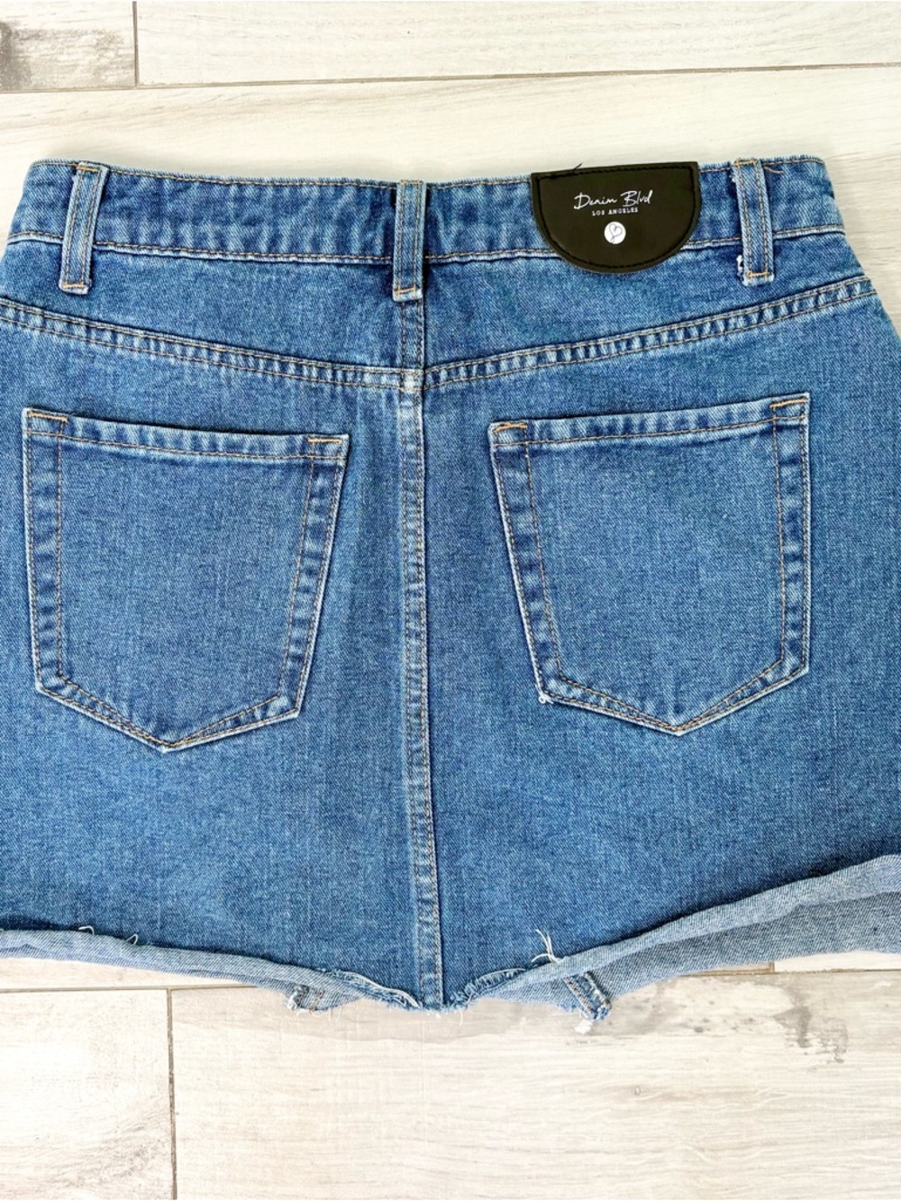 Denim Blue Rhinestone Mini Skirt - Picture 2 of 7
